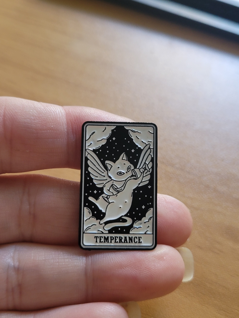 🍁NEW🍁Temperance Tarot Cat Enamel Pin - Black & White